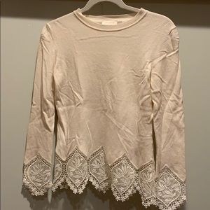 Ted Baker London Cream Sweater w/ Lace Detail